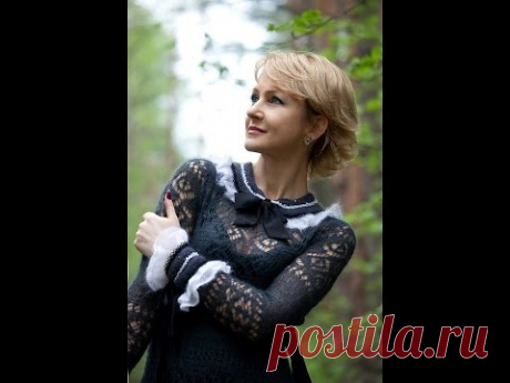 Черное вязаное платье от Тancha. Beautiful black knitted dress of Тancha.