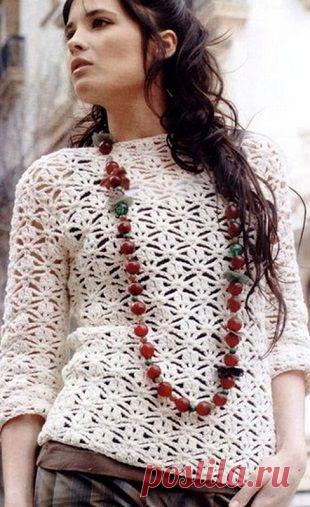 Вязание ажурного пуловера