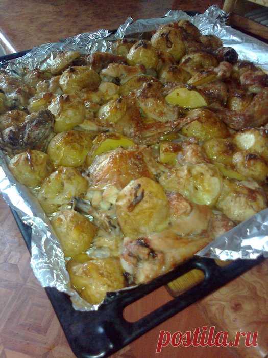 Картофель,запеченный,2 рецепта - с курицей и постный