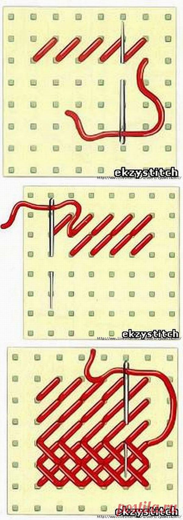 Вышивка. Идеальная изнанка. Прямоугольник, замена нити, закрепление конца нити