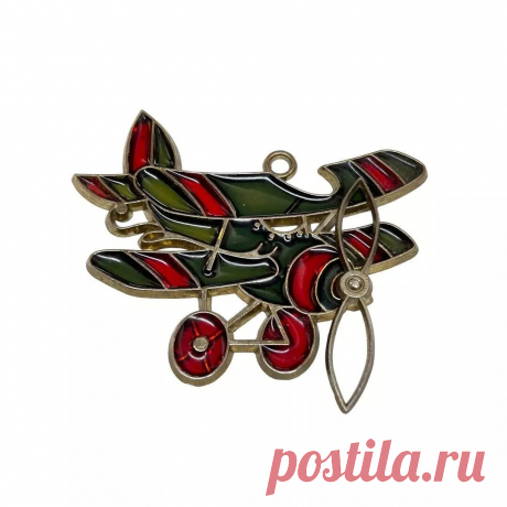 Stained Glass Propeller Airplane Suncatcher Ornament Red Green 4" | eBay