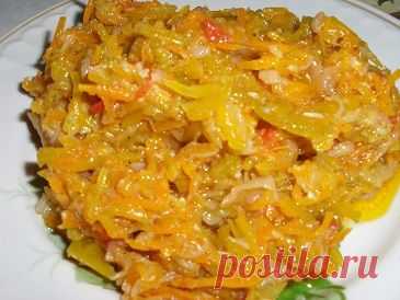 Тушеные кабачки с овощами, быстрая закуска на каждый день