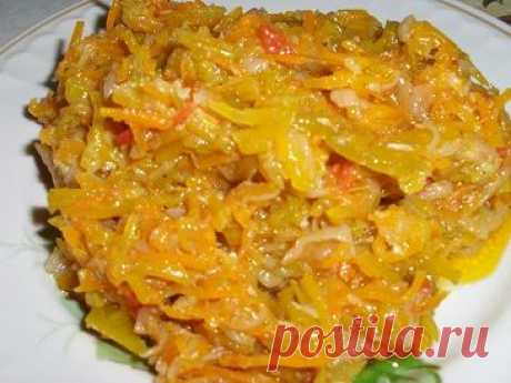 Тушеные кабачки с овощами, быстрая закуска на каждый день