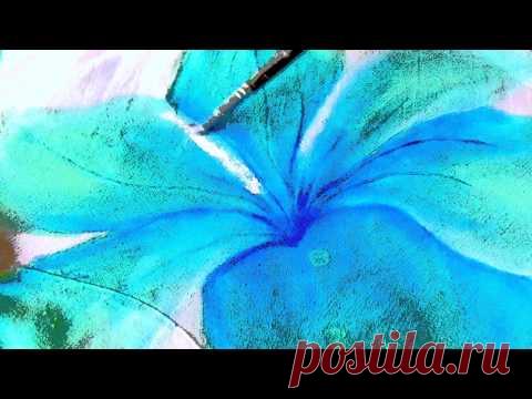 Расписываем платье голубыми цветами. Часть 1