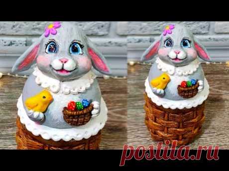 На ПАСХУ поделки своими руками. ПАСХАЛЬНЫЙ КРОЛИК из стеклянной банки. EASTER BUNNY. DIY. - YouTube