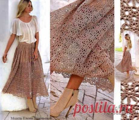 Ажурная юбка крючком
описание и схема по ссылке:        https://povjazem.ru/vyazanie-dlya-zhenshchin/yubka-bryuki-shorty/azhurnaya-yubka-kryuchkom-2