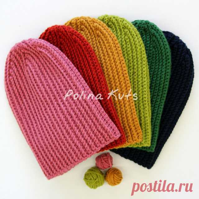 Polina Kuts: Мастер-класс: шапка бини крючком узор "Резинка". Ribbed beanie hat