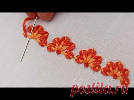 Gorgeous Simple BorderLine Stitch for Beginners|Hand Embroidery Tricking Design| border embroidery
