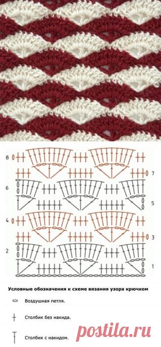 Многоцветный узор "Ракушки" крючком № 4