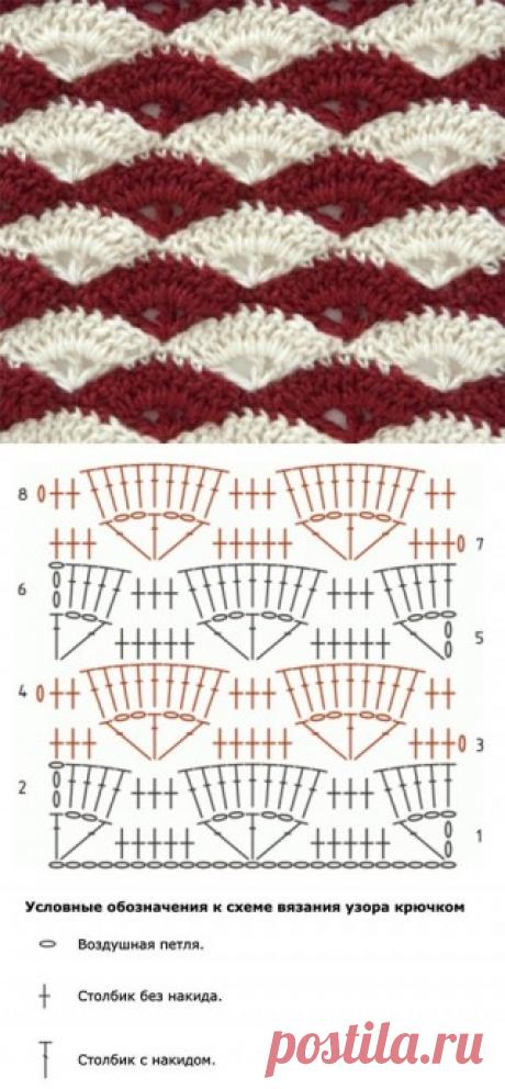 Многоцветный узор &quot;Ракушки&quot; крючком