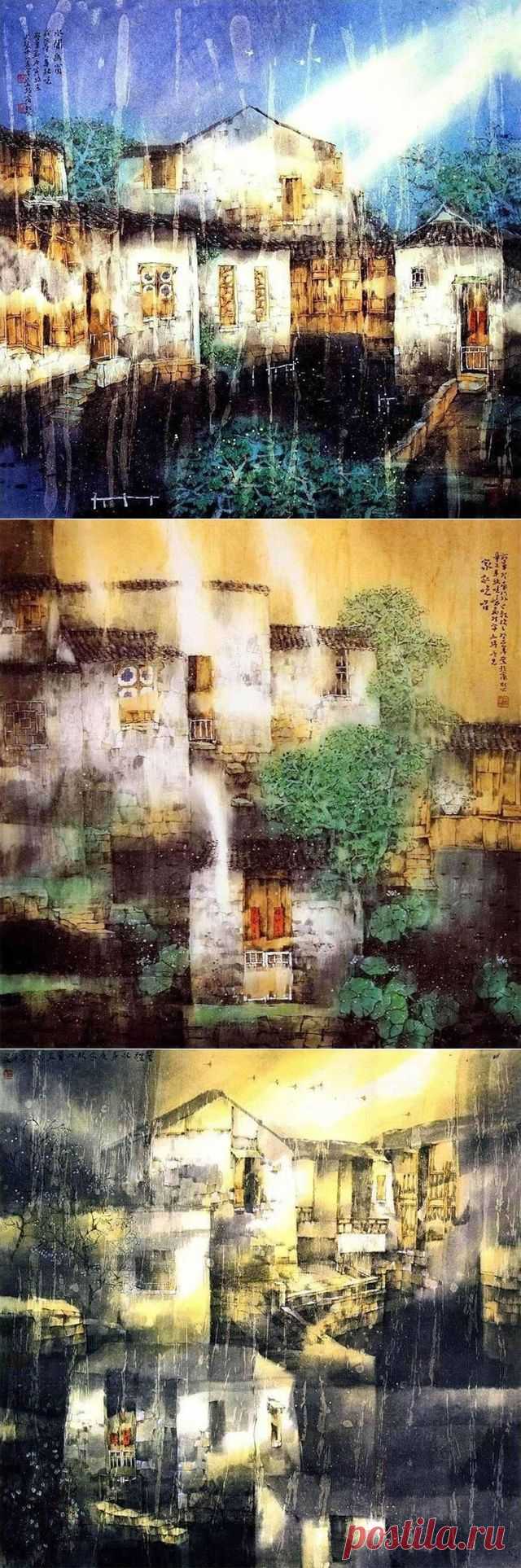 Очарование дождя. Китайский художник Ru Feng.