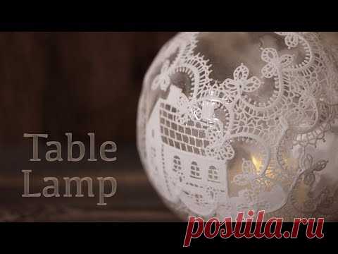 【レジン×アクリル絵の具】テーブルランプ DIY Frosting with resin [Table lamp]