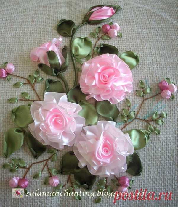 Вышивка лентами. Идеи.