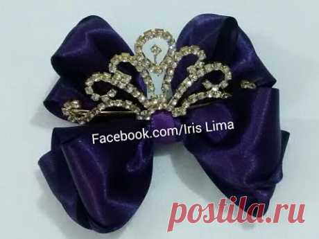 DIY :  COMO FAZER LAÇO PRINCESA DE FITA DE CETIM COM COROA  (PAP)