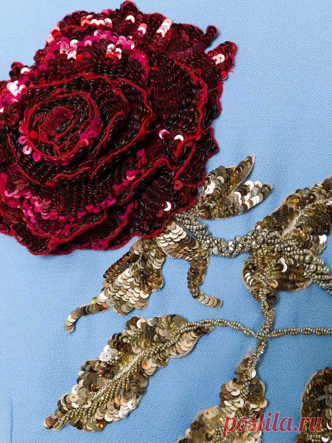 Dolce & Gabbana Платье с Вышитой Пайетками Розой - Farfetch