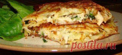 "Ажурная" курочка в картофельном блине