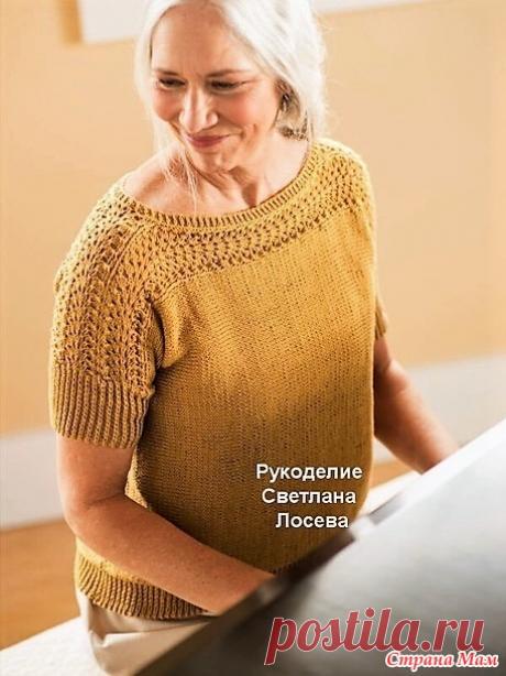 Летний джемпер песочного цвета с кружевной отделкой. Спицы. - ВЯЗАНАЯ МОДА+ ДЛЯ НЕМОДЕЛЬНЫХ ДАМ - Страна Мам
