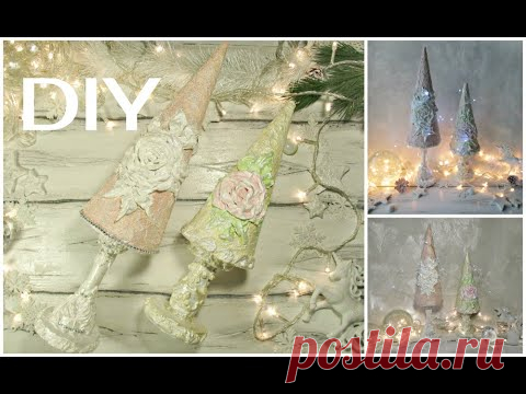 Елочки с розами\ Новогодний декор \ #Christmas #Christmastree #newyeardecor