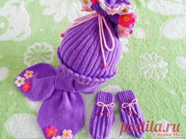 Яркая осень-комплект с цветочками для девочки - Вязание - Страна Мам