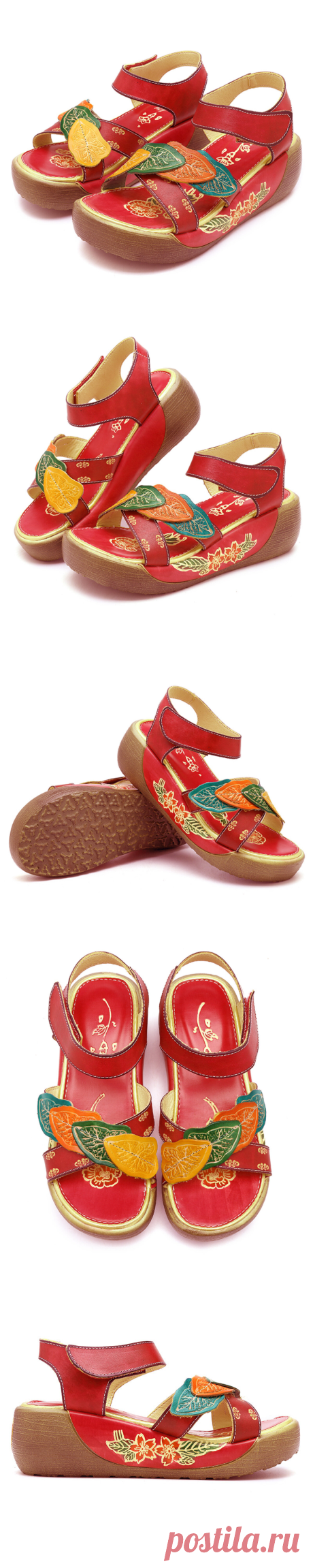 Women summer sandals platform wedges handmade flower ankle strap shoes vintage anti-slip walking shoes Sale - Banggood.com