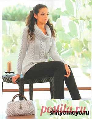 Серый пуловер, связанный спицами. Описание и схемы вязания бесплатно/Пуловеры. Жакеты. Джемперы. Кофточки. Блузки. Свитера/Вязание/Статьи / Шитье, вязание, рукоделие, бисероплетение