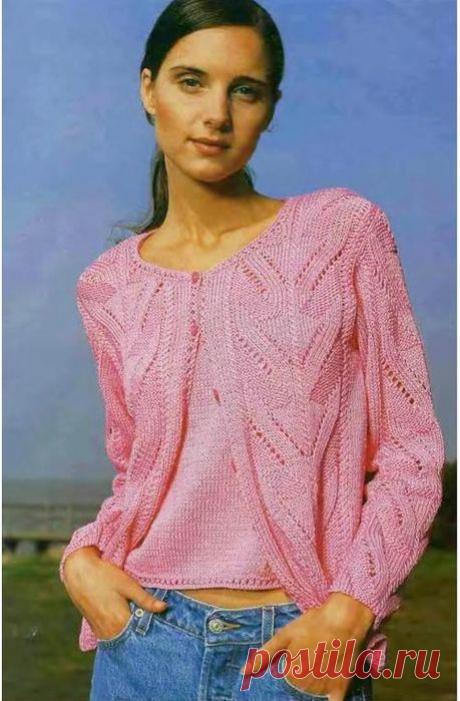 Жакет и топ в розовых тонах.