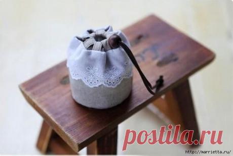 Льняной мешочек с кружевом. Шьем сами
