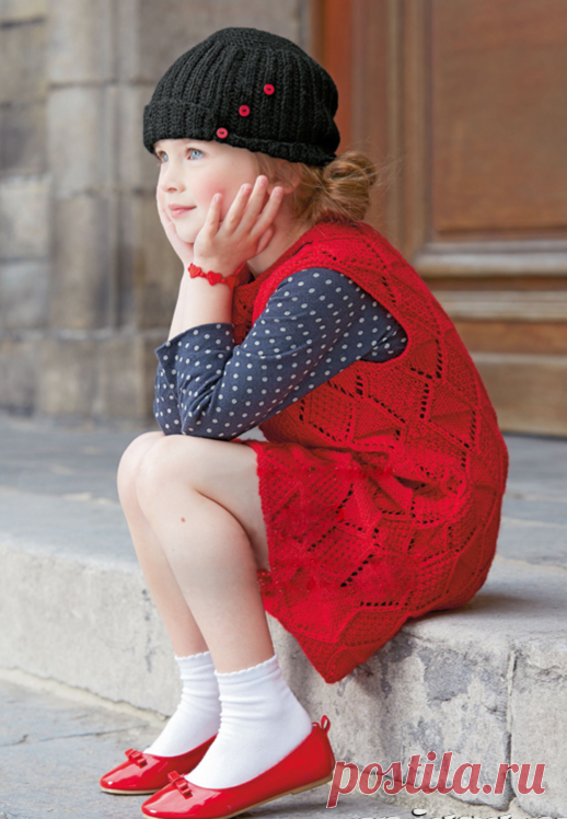 Вязание спицами для детей платья с бусами