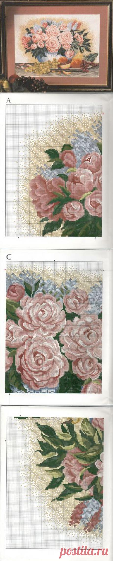 Rose cross stitch. Embroidery flower pattern | Laboratory household