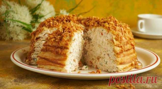 ​Блинный пирог с курицей