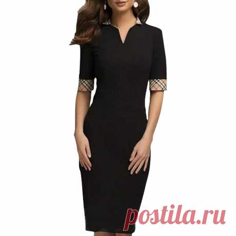 Latasa Women's Fashion Midi Black Pencil Wear to Work Dress at Amazon Women’s Clothing store: