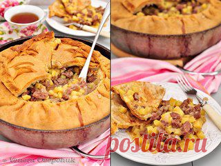 Зур бэлеш - татарский пирог с картофелем и мясом.