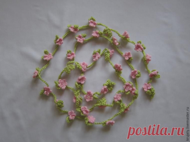 Как связать крючком украшение-пояс «Сакура»