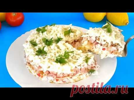 Салат "Снежная Королева" с крабовыми палочками на праздничный стол, Новый Год. Красивый Новогодний