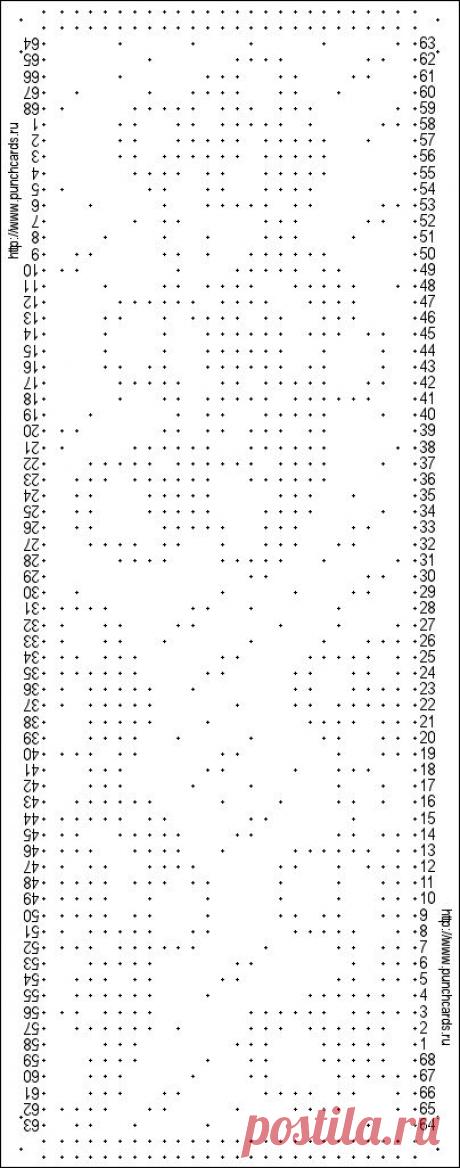 Просмотр рисунка перфокарты с раппортом 24 петли, пересчёт на две фонтуры, печать перфокарты