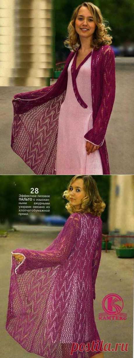 Длинное ажурное пальто - Вязать легко!
