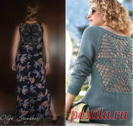 Комбинирование платья и кардигана с вязаными кружевными вставками. МК