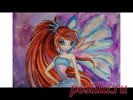 Уроки рисования. Как нарисовать девушку с Winx club мультфильм КЛУБ ВИНКС