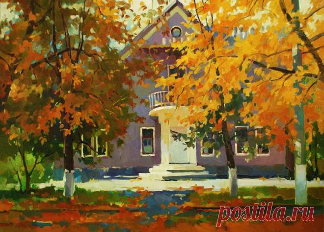 Saatchi Art: Autumn day in Svitlovodsk Painting by Anastasia Yaroshevich
