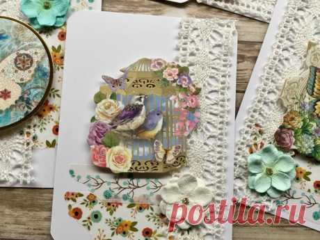 Journaling cards embellished cards junk journal scrapbook | Etsy