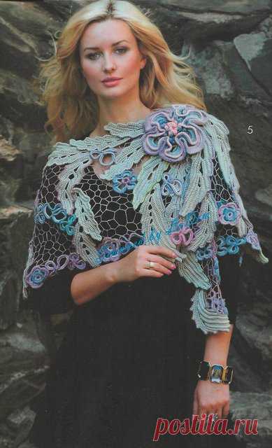 Вязаная накидка. Красивая. Описание + схемы