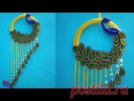 Beautiful peacock wall hanging||woollen wall hanging||woollen peacock decoration ideas||