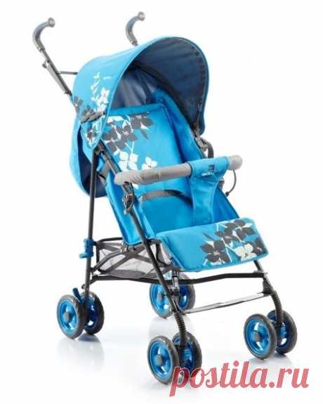 Коляска-трость D208R голубая в цветочек Geoby