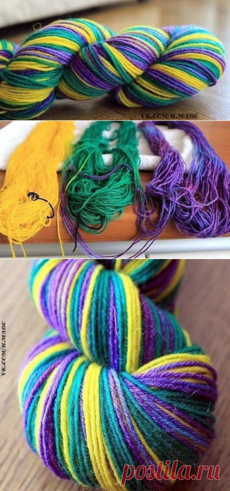 Как быстро покрасить пряжу в несколько цветов! » Женский Мир