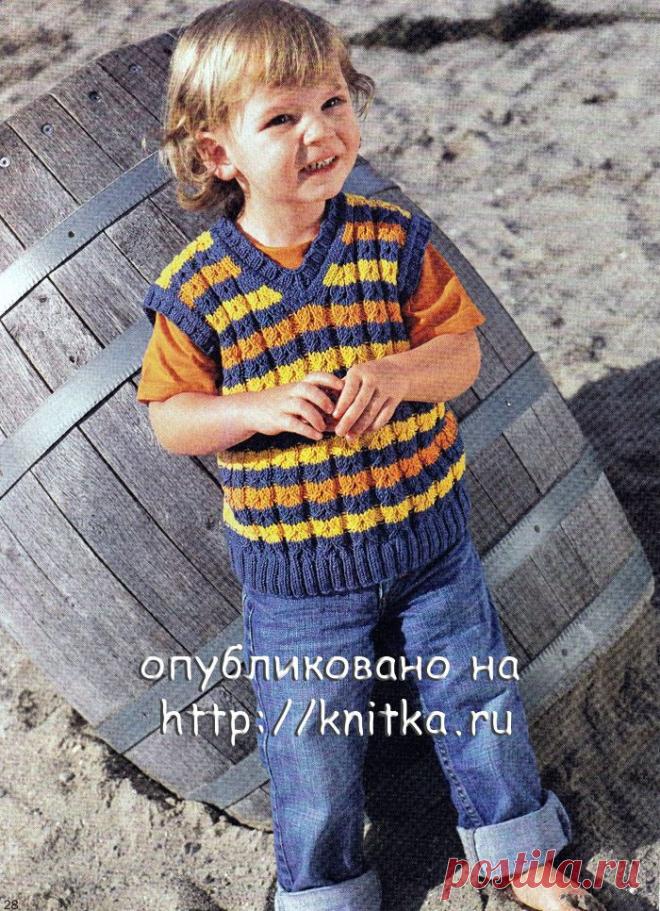 Полосатый жилет для мальчика, Вязание для детей