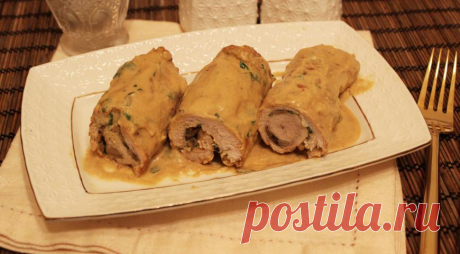 Куриные рулеты в горчичном соусе с грибами, пошаговый рецепт с фото