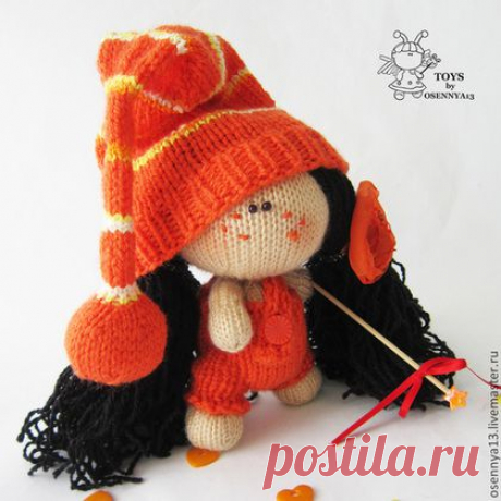 Мастер-класс &quot;Пупсик Позитифф&quot; - кремовый,вязаная игрушка,вязание спицами