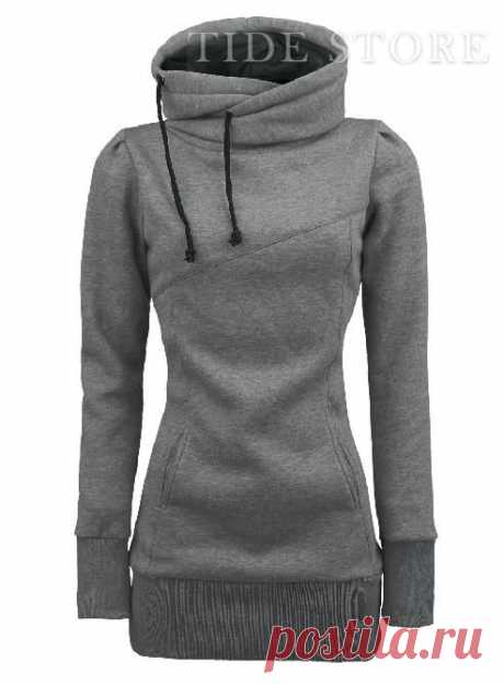 Casual European Style Solid Color Slim Hoodie