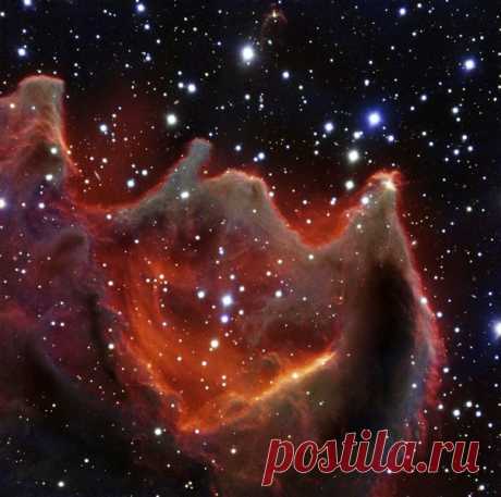 На новом снимке, полученном на Очень Большом Телескопе (VLT ESO) -  кометарная глобула CG4, напоминающая своими очертаниями разинутую пасть гигантского небесного чудища. Туманность эта, хоть и выглядит на снимке большой и яркой, в действительности слабая и любителю астрономии найти её на небе довольно трудно. Природа CG4 во многом остается загадкой. / Astro Analytics