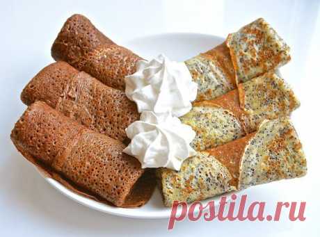 Блины шоколадные и маковые